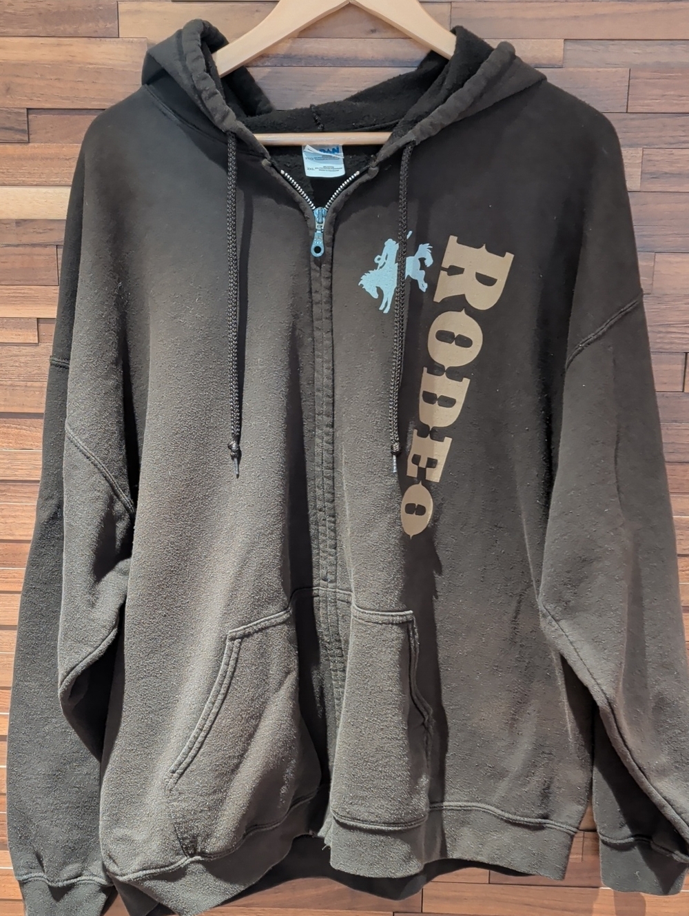 Brown Rodeo Size 2X Zip Hoodie Front Pockets Garberville Redwoods Rodeo